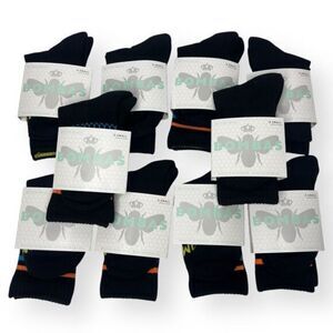 BOMBAS Kids Crew Black Socks‎ 10 Pair Size XSmall